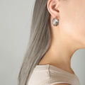Dual Band U-Shape Latch Hoop Earrings Gold Steel Pair view 6