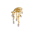Gold Eye Pearl Dangle Geometric Lips Metal Brooches view 5