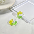 Frosted Gradient C Hoop Earrings Candy Resin Color Stud view 3