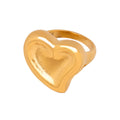 Chunky Heart Signet Ring Polished Gold Steel Tones view 5