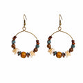 Antique Gold Brown Bead Large Statement Hoop Earrings view 5