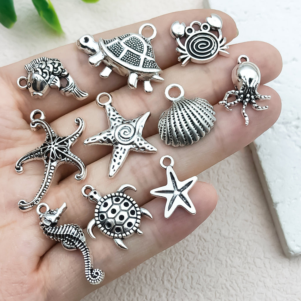 Zinc Alloy Octopus Turtle Starfish Conch Fish Charm Pendant for DIY Bracelet Necklace