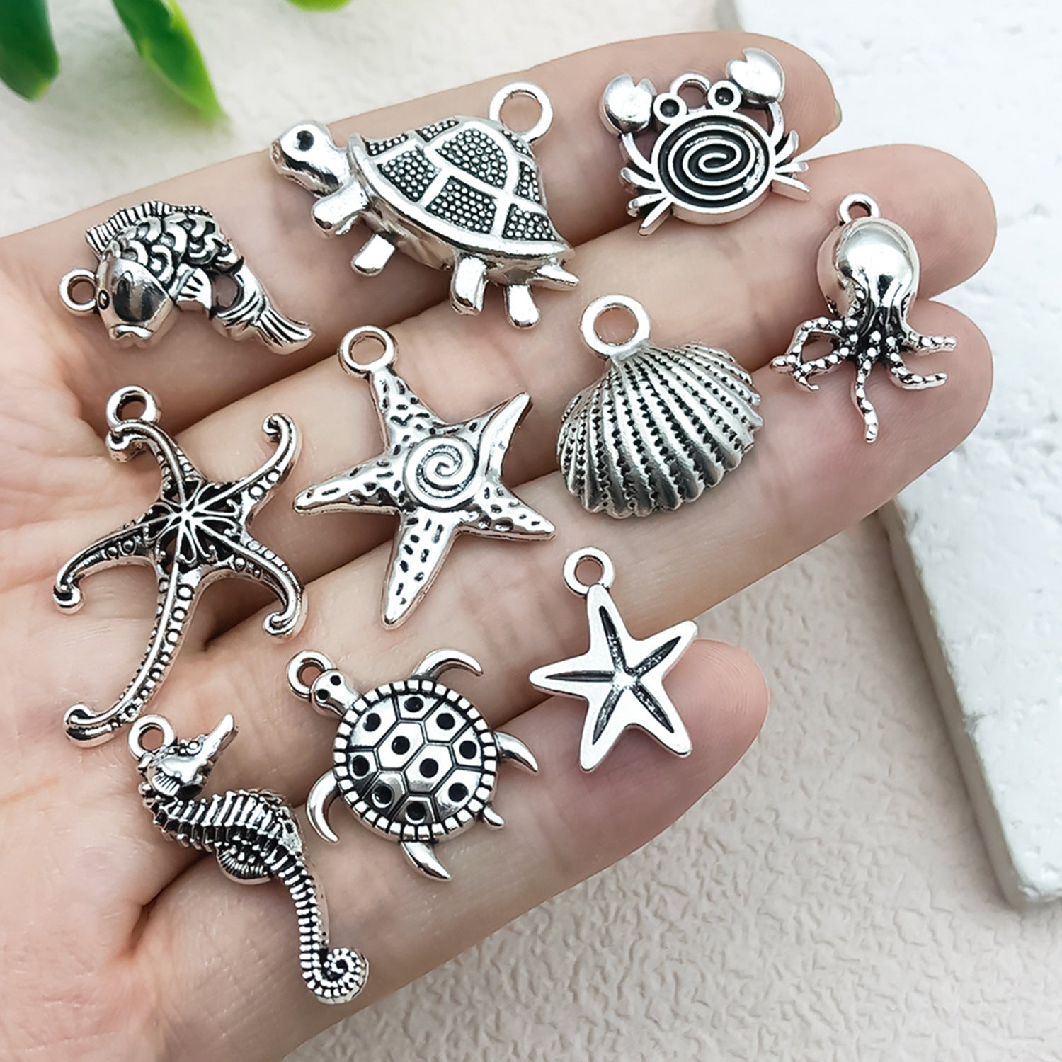 Zinc Alloy Octopus Turtle Starfish Conch Fish Charm Pendant for DIY Bracelet Necklace