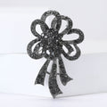 Crystal Ribbon Bow Brooch in Three Dark Tone Colorways view 1