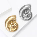 Spiral Shell Brooch In Hammered Gold And Silver Tone Finishes view 3