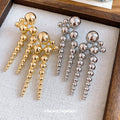Graduated Metal Ball Fringe Statement Stud Earrings view 2