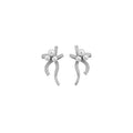 Silver Pearl Bow Crescent Stud Earrings Fashion Jewelry Accessory view 5