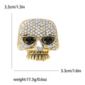Rhinestone Skull Brooch In 2 Styles With Polished Metal And Decorative Details view 5