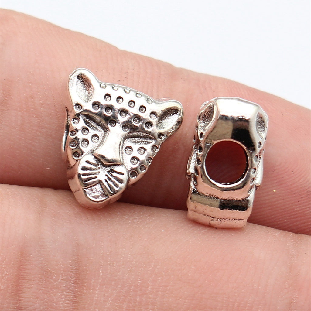 14x14x8.3mm 4.2g Multicolor Zinc Alloy Leopard Head Large Hole Beads for Bracelet Jewelry Making