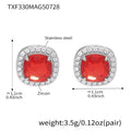 Red Cushion Halo Zircon Necklace Ring Stud Earrings Gold Steel view 7
