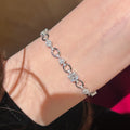 Gold Square Zircon Link OT Circle Station Chain Bracelet view 4