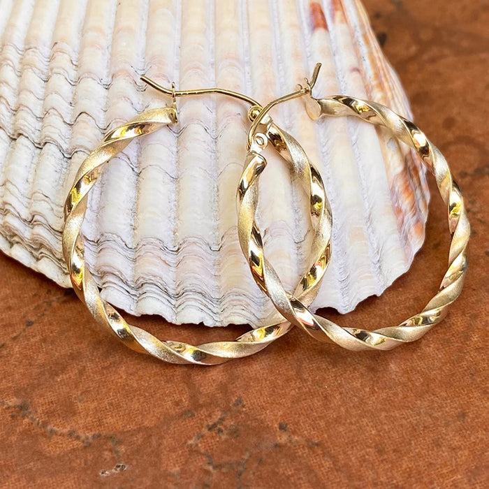 Gold Tone Twisted Texture Large Hoop Earrings Jewelry