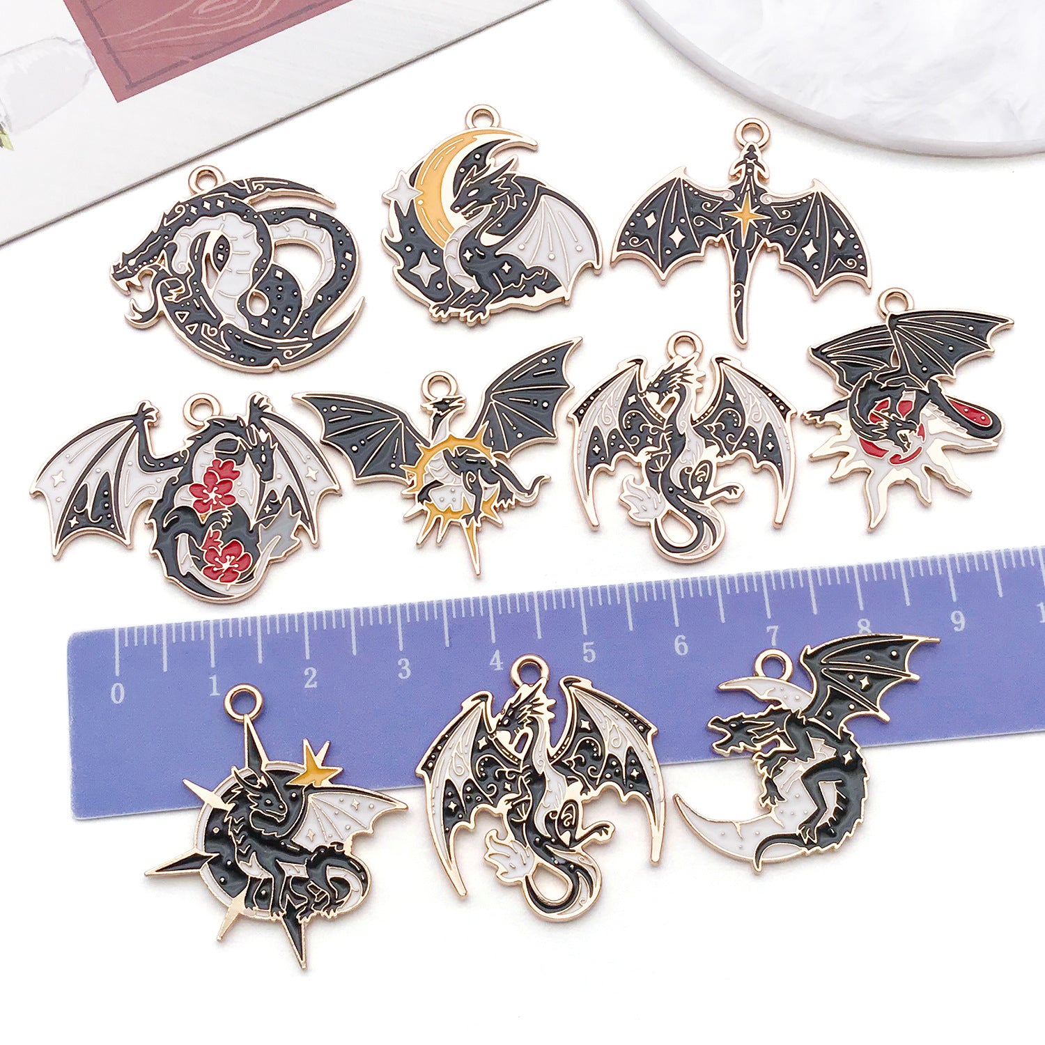 Zinc Alloy Flying Dragon Roc Nine Tailed Fox Phoenix Bird Charm Pendant for DIY Necklace