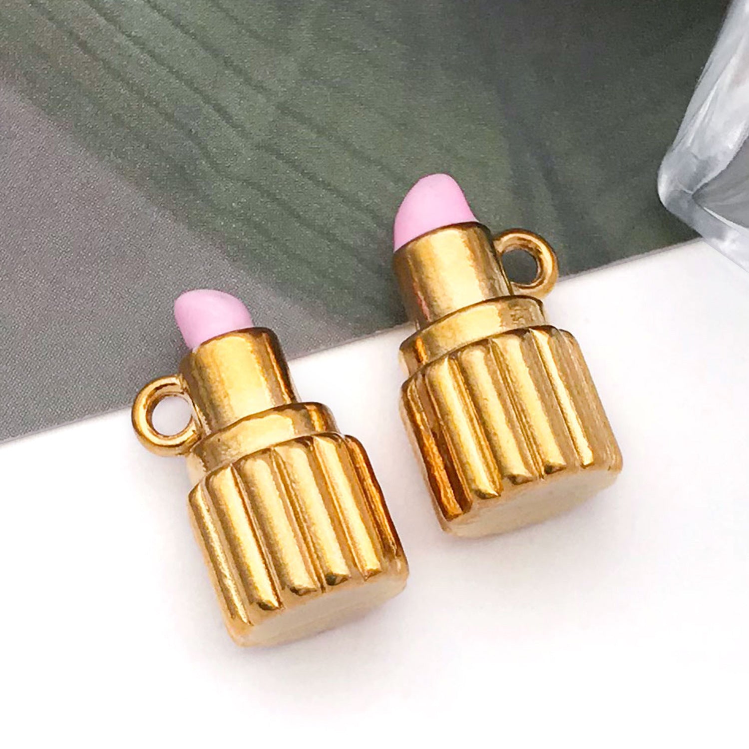 Stainless Steel Colorful Lipstick Charm Pendant for Bracelet Necklace Keychain DIY