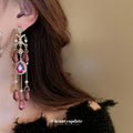 Pink Crystal and Pearl Chandelier Drop Earrings Decorative Jewelry view 3