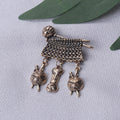 Textured Sweater Brooch With Three Dangling Charms view 3