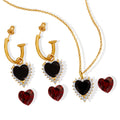 Gold Heart Crystal Pendant Necklace And Hoop Earrings view 5