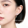 Silver Tone Clear Stone Rope Knot Bow And Teardrop Stud Earrings view 2
