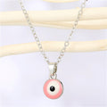 Silver Tone Round Resin Evil Eye Pendant Necklaces in Three Colors view 3