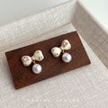 Cream Enamel Bow Stud Earrings Pink Heart Crystal Pearl view 1