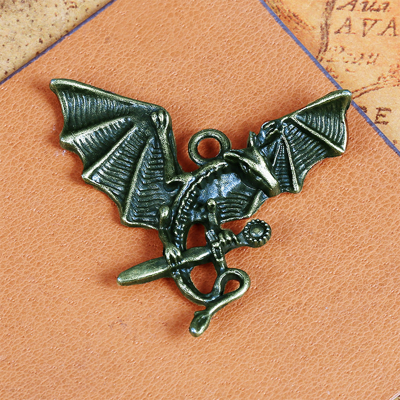 45x40mm Flame Dragon Alloy Pendant Charm
