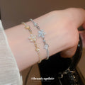 Gold Crystal Flower Star Slider Adjustable Bracelet view 2