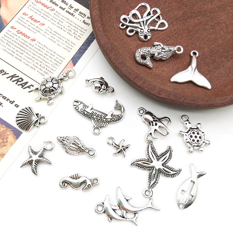 Zinc Alloy Ocean Seahorse Starfish Turtle Shell Charm Pendants for DIY Bracelet Necklace