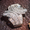 White Gold Tone Baguette Cross Geometric Finger Ring Sizes 6-10 view 3