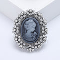 Antique Gold Silver Rhinestone Cameo Lady Portrait Brooch view 7