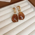 Brown Resin Geometric Stud and Clip On Earrings Collection view 3