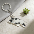 Black And White Cat Keychain With Metal Split Ring And Chain view 4