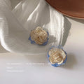 Fabric Camellia Flower Stud Earrings Three Color Styles view 8