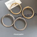 Double Tube Round Hoop Stud Earrings Statement Jewelry Pair view 2