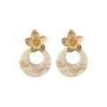 Resin Ring Flower Stud Earrings in Polished Statement Design view 5