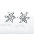Silver Tone Snowflake Clear Stone Stud Earrings Statement Jewelry view 1