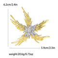 Gold Tone Radiating Feather Brooch With Crystal Flower Center view 4