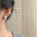 White Enamel Pebble Stud Earrings Multicolor Crystal Dots view 2