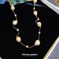 Gold Baroque Pearl Station Y Lariat Necklace Drop Style view 2