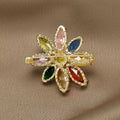 Multicolor Marquise Crystal Flower Brooch for Jackets, Coats, and Scarves view 3