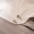 Silver Tone Shooting Star Stud Earrings Rhinestone Accents view 4