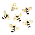 Striped Enamel Bee Pendants with Crystal Wings in Five Colorways view 8