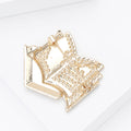 Gold Rhinestone Open Book Brooch Quill Feather Enamel Pin view 3