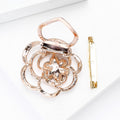 Layered Crystal Flower Brooch in Rose Gold Tone for Jackets and Scarves view 4