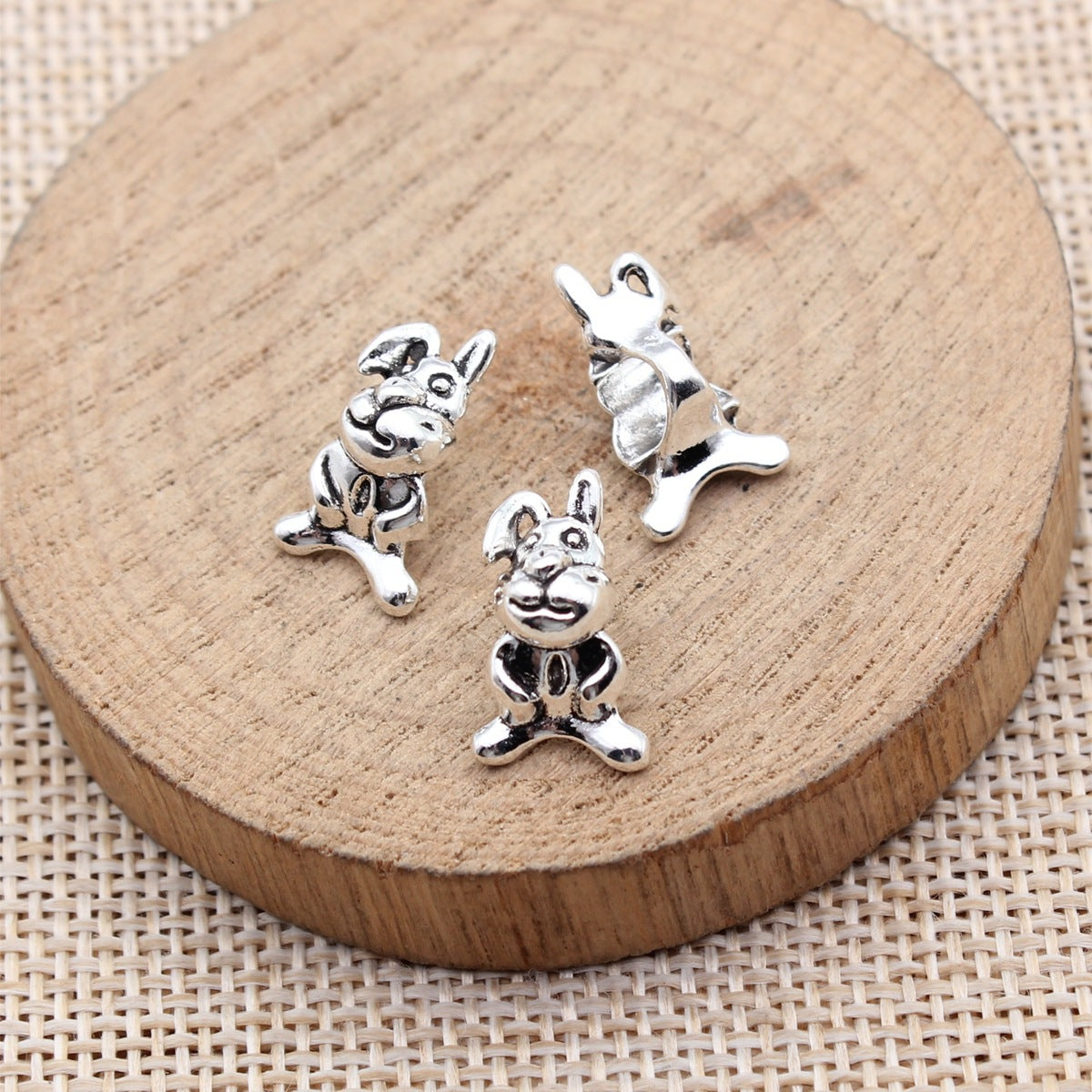 16x9.5x8.4mm 1.2g Antique Silver Zinc Alloy Rabbit Large Hole Spacer Beads for Bracelet Jewelry Making