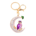 Rhinestone Crescent Moon Owl Keychain Gold Tone 3 Colors view 5