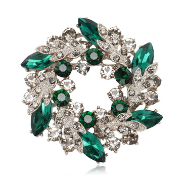 Crystal Floral Wreath Brooch in Ten Multicolor Finishes