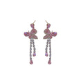 Pink Butterfly Crystal Chain Tassel Drop Earrings Fashion Jewelry view 5