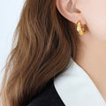 Dimpled Cheese Texture Geometric C-Hoop Stud Earrings view 7