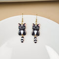 Six Color Cartoon Cat Moving Tail Gold Hook Earrings view 6