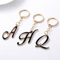 Black Enamel Gold Outline Script Letter Keychain Alphabet view 5